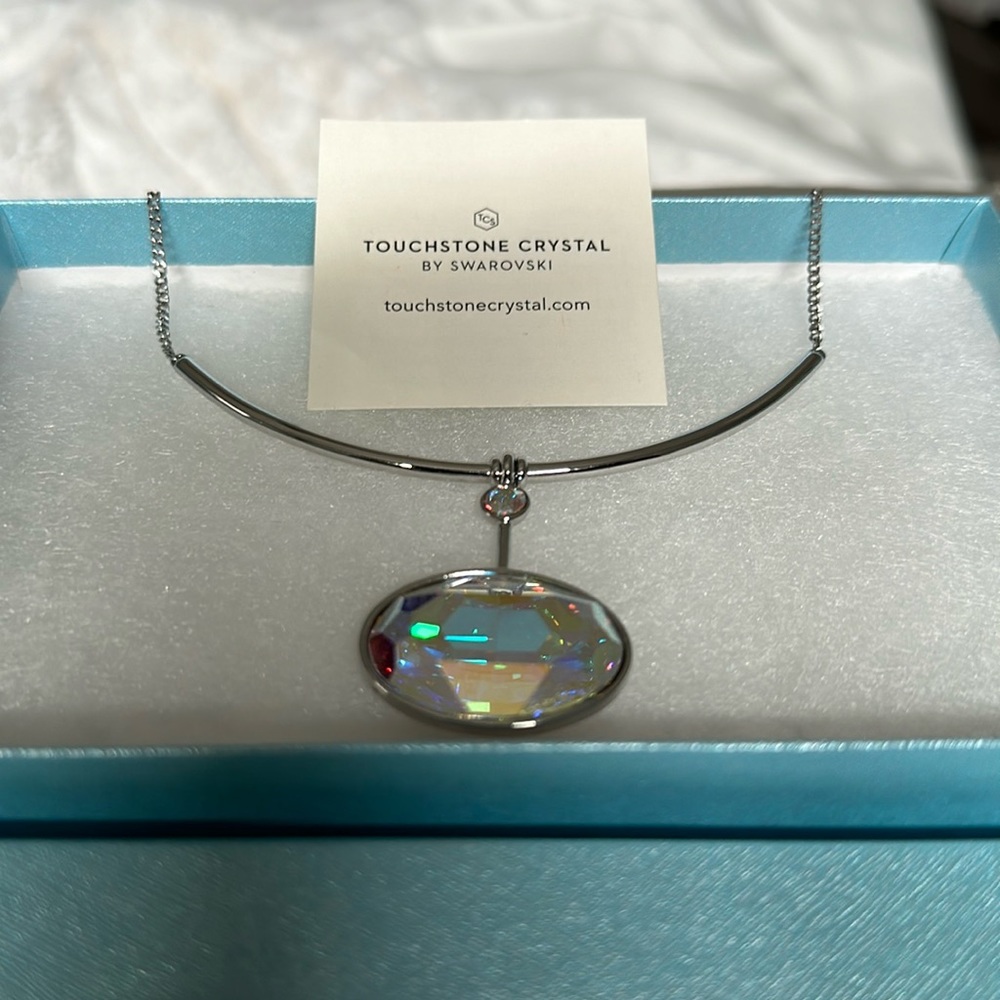 Glamour statement necklace by Touchstone Crystal Aurora Borealis